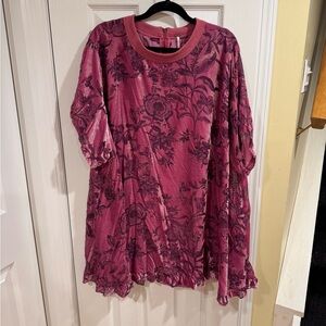 Free People Pink Floral velvet Dress